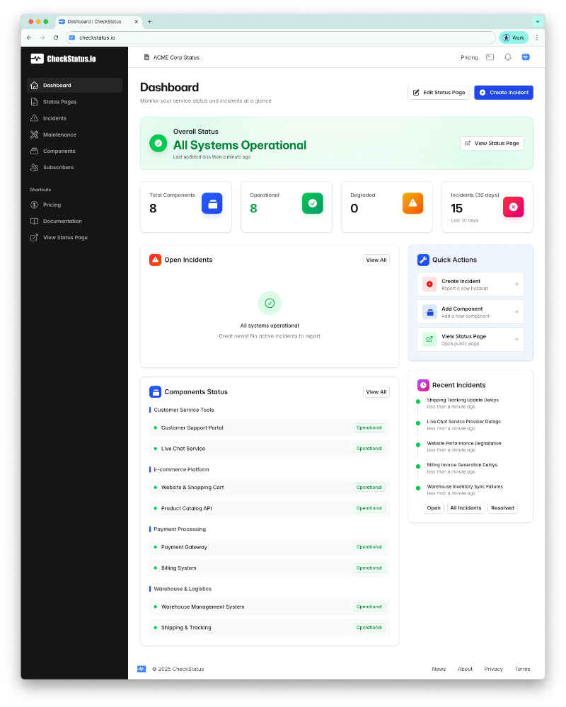 CheckStatus Dashboard