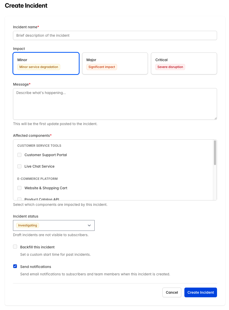 Create Incident Form